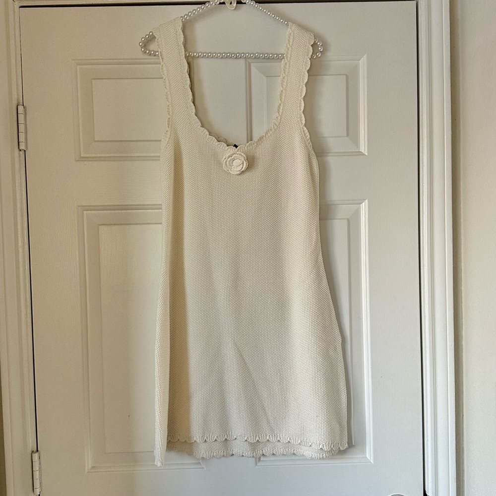 Wild Fable Viral Cream Crochet Rosette Dress
